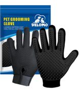 Pet Grooming Glove Gentle Deshedding Brush Glove Efficient Pet Hair Remo... - £11.79 GBP