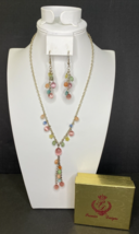 Premier Designs Jewelry Pastel Beaded Necklace 16&quot; &amp; Earrings Set SKU PD36 - £27.52 GBP