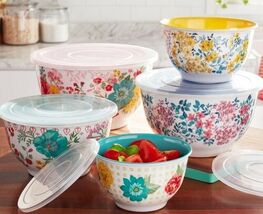 Pioneer Woman ~ Ten (10) Piece Nesting Bowl Set ~ Melamine ~ FANCY FLOUR... - $83.66 CAD