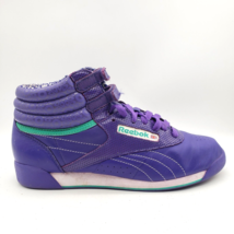 REEBOK Freestyle Classic High Top Women&#39;s 8.5 Leather Sneakers Purple Cardi B - £35.00 GBP