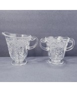 Fostoria Corsage Clear Etched Glass Creamer and Sugar Set - $20.67
