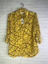 Michael Kors Equestrian Chain Print Shirt Lock Zip Up Blouse Top Womens Size L - $60.00