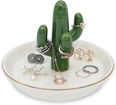 Ceramic Cactus Ring Holder Jewelry Tray Ring Dish Cute Tropical Decor Tr... - $39.71