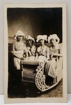 RPPC Young Women in Wicker Rolling Chair, Taken at the Boardwalk NJ Postcard C15 - £34.75 GBP