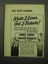 1950 Mister Roberts Play Ad - Write 2 lines.. get 2 tickets! - $18.49