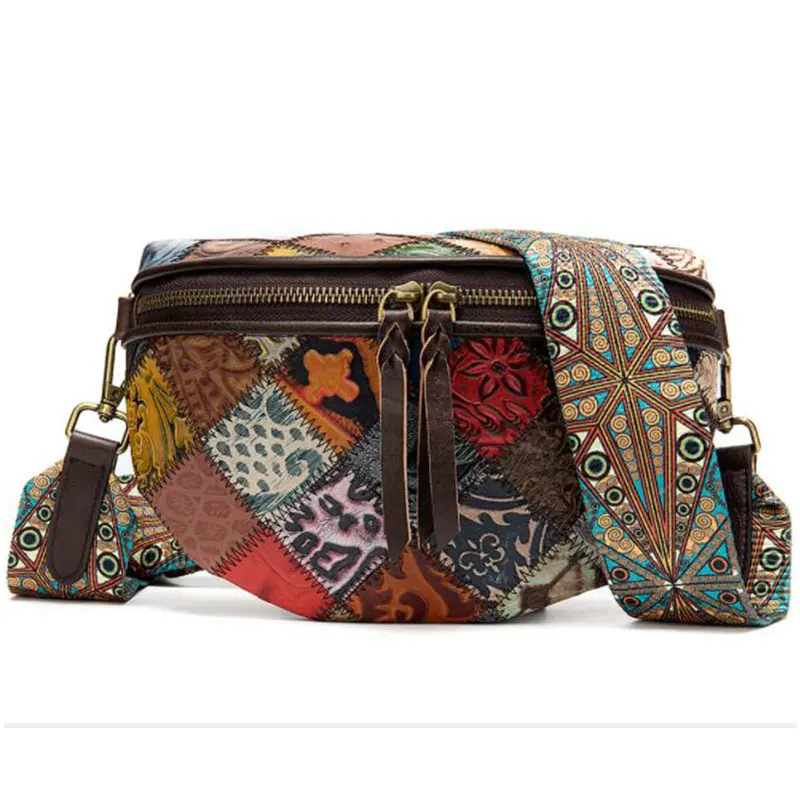  Fashion Bohemia Waist Bag for Women Leather Waist Pa Female hide Crossbody Bag  - £151.59 GBP