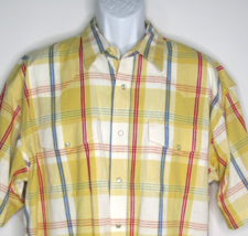 Vintage Wrangler Western Shirt Pearl Snaps Short Sleeve Yellow Men&#39;s Siz... - £14.44 GBP