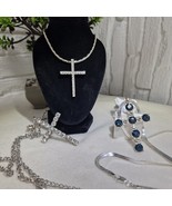 Lot of 3 Vintage Cross Pendant Necklaces - Crystal Rhinestone Religious ... - $79.21 CAD