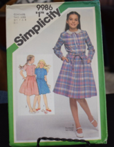Simplicity 9986 Girl&#39;s Pullover Top-Stitched Dress Pattern - Size 7 &amp; 8 - £7.81 GBP