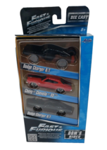 Jada Fast and Furious 3 Pack Set Dom&#39;s Rides Dodge Charger R/T  Chevelle Diecast - £12.60 GBP
