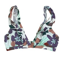 Time and Tru Ruffle Abstract Floral Bikini Top Size M Purple Teal Beach ... - $8.90