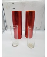 2 Vintage Orange Vases Cylinder, Center Piece   10.5&quot; tall - €33,00 EUR