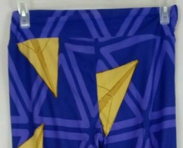 New LuLaRoe Tall &amp; Curvy Leggings Purple With Gold Paper Airplanes Design - £12.39 GBP