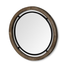 28&quot; Brown Wood And Black Metal Double Frame Wall Mirror - $273.92