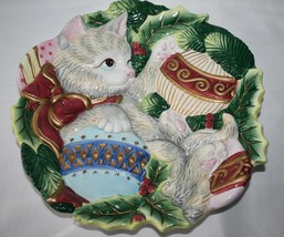 FITZ AND FLOYD ESSENTIALS Kristmas Kitty 9&quot; Canape Plate  #2596 - £7.85 GBP