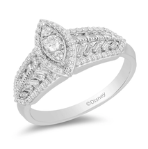 Enchanted Disney Fine Jewelry 1/2 CTTW Diamond Pocahontas Engagement Ring Silver - £56.43 GBP