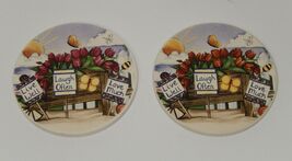 Set of 2 Coasters Ceramic Cork Live well Laugh Often Love Much - $9.85