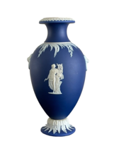 Antique Wedgwood Dark Blue Jasperware Porcelain Vase * - £466.13 GBP