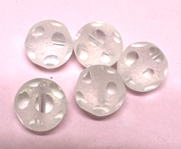 5 Vintage Dot Cut AB Crystal Glass Beads 7/16 In Rounds - $9.07 CAD