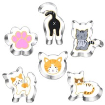 Kitty Cookie Cutter Set-6 Piece-Kitty Face, Kitty Butt, Kitty Paw And 3 ... - £19.17 GBP