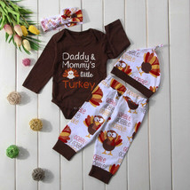NWT Thanksgiving &#39;Daddys Mommys little Turkey&#39; Baby Boys Girls Outfit Set - £8.78 GBP