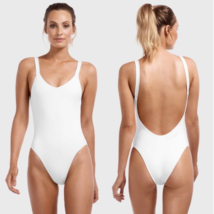 Vitamin A Swim White Ecolux Leah High Cut Leg One Piece Bodysuit (XL/12) - £105.74 GBP