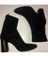 Lola Cruz Black Suede sz 38 EU Back Zipper Round Block Heel - £27.25 GBP