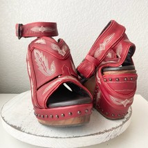Lane Boots LEXINGTON Womens Red Wedges 11 Western Sandals Cowgirl Wooden... - $158.40