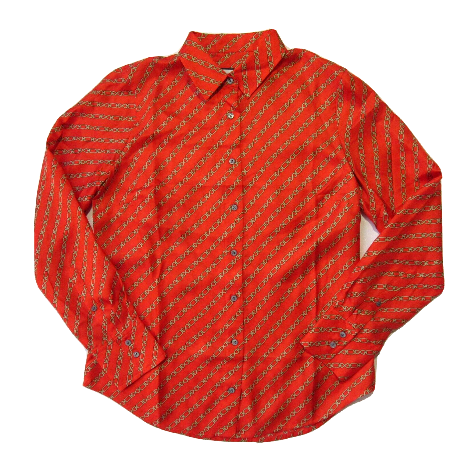 Primary image for NWT J.Crew Collection Silk-twill Shirt in Brilliant Sunset Red Chains Print 00