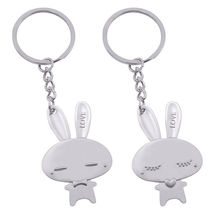 alloy creative cartoon lover rabbit pair keychain - £11.16 GBP