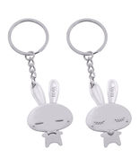 alloy creative cartoon lover rabbit pair keychain - £11.09 GBP
