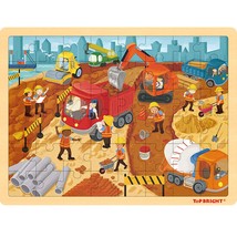 48 Piece Puzzles For Kids Ages 4-8 - Construction Wooden Jigsaw Puzzle - £18.75 GBP