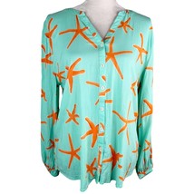 Haley and the Hound Starfish Button Down Blouse Large Mint Coral - £19.93 GBP