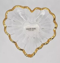Vtg Savoir Vivre Crystal Gold Trim Heart Shape Trinket/candy Dish-Japan ... - £13.42 GBP