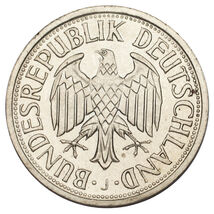 1965-J German 1 Mark Coin in Uncirculated Condition Hamburg Mint KM #110 - $93.55