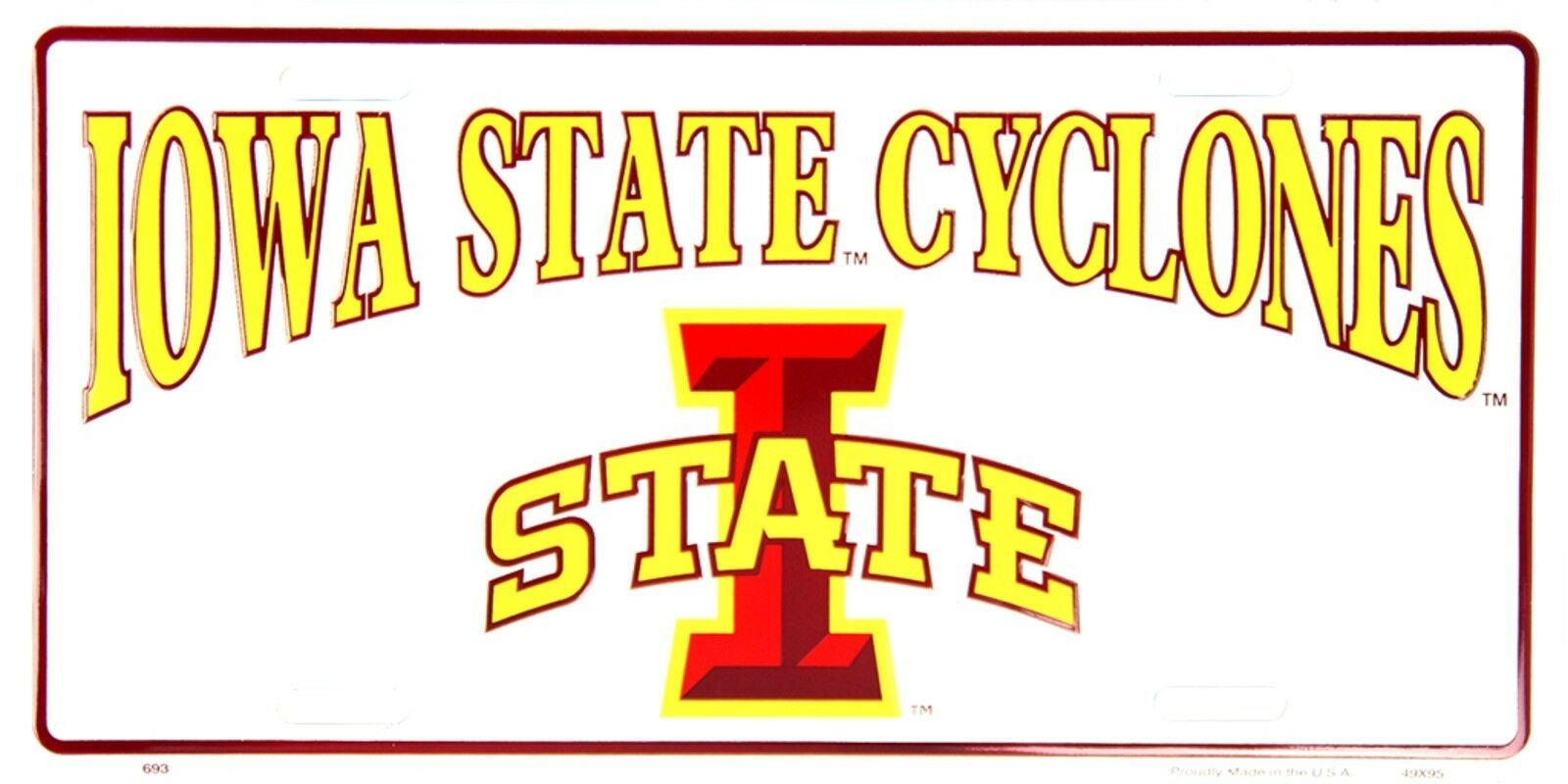 Iowa State Cyclones White Auto Tag License Plate Sign - £3.10 GBP