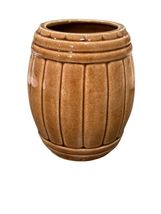 Vintage Orchids Of Hawaii Brown Ceramic Barrel Mug Made In Japan - $17.28