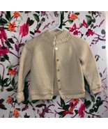 Tarri All Wool Knit Girls M? Cardigan Woven Sweater Button Up Vintage Cr... - $42.52