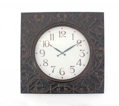 28&quot; Square Brown Glass Analog Wall Clock - $239.34