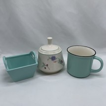 Coffee Bar Items Mug Sugar Bowl Handled Aqua Blue Oneida Ava Spring Shop - $25.87
