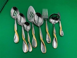 Oneida Stainless Steel Golden Acquarius 6 Piece Serving / Hostess Set - £72.51 GBP