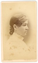 CIRCA 1880 Named CDV Profile Beautiful Young Woman Dress Tomlinson Elmira, NY - £7.46 GBP