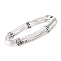 JOHN HARDY Vintage Sterling Silver .925 Bamboo Bangle Bracelet with Diamonds - £436.13 GBP