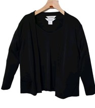 Exclusively Misook Women’s Large Black Cardigan &amp; Top Bell Sleeve 2-Piece Set - £54.80 GBP