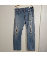 Levi&#39;s 501 Jeans Mens 36 x 31 Naturally Distressed Rips Holes Frayed Tar... - $98.99