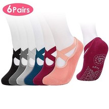 [Pack of 2] 6Packs Women Yoga Sockswith Straps Non-Slip Grips for Pilates Pur... - £38.67 GBP