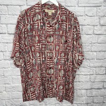 Island Republic Mens Short Sleeve Silk Shirt Button Down Size 2XL Red Le... - $19.76