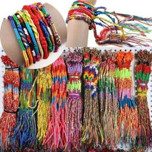 Handmade Nepal Woven Friendship Lucky Bracelet Bangle Wristband Women Men 10pcs - £8.00 GBP