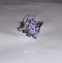 Tanzanite Marquise &amp; Oval Cocktail Ring, Platinum / Silver, Size 7, 1.45(Tcw) - £78.65 GBP