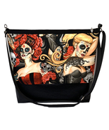 Sugar Skull Day Of Dead Pinup Girl Large Purse w/Vinyl - Burlesque Tatto... - £20.47 GBP